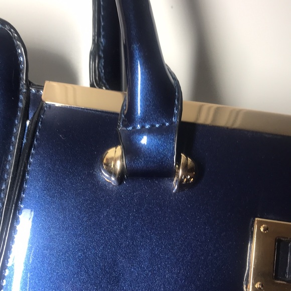 Navy Blue Metallic Handbag - Picture 4 of 16